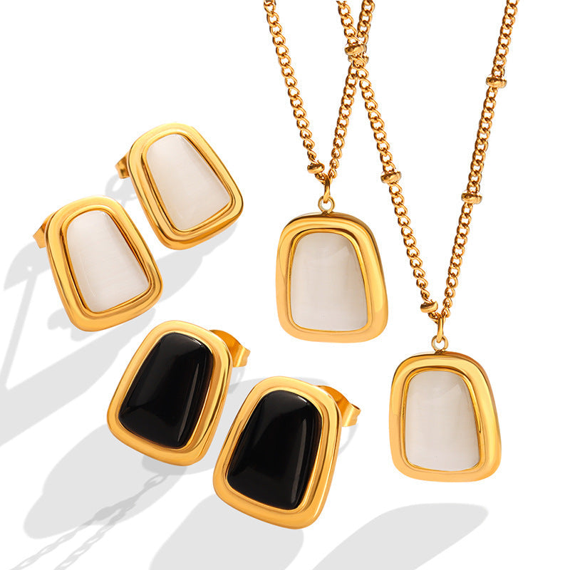 Women's Exaggerated Colorful Opal Design Fashion Titanium Jewelry Set