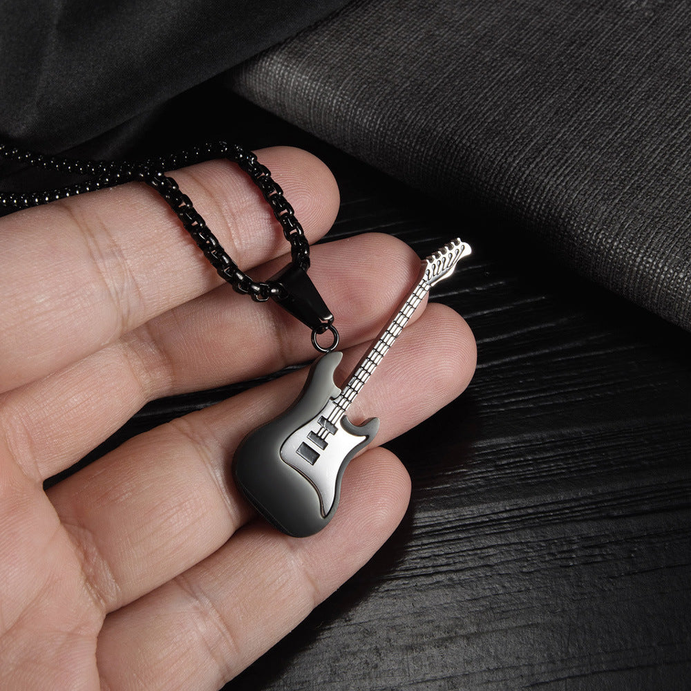 Men's Fashion Stainless Steel Guitar Street Classic Necklaces