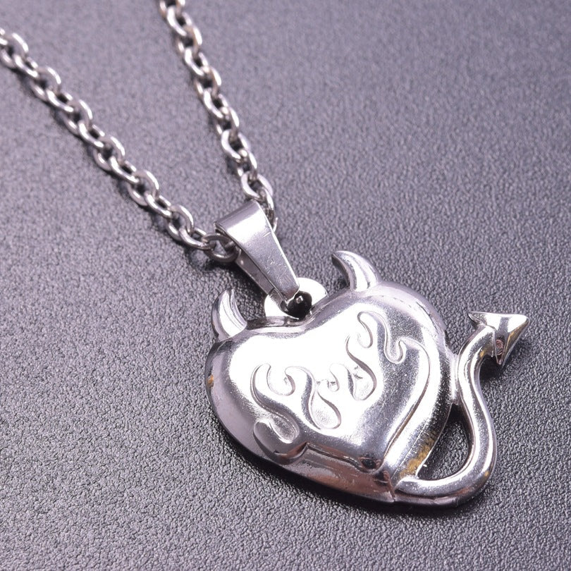 Hip Hop Little Devil Stainless Steel Real Gold Necklace