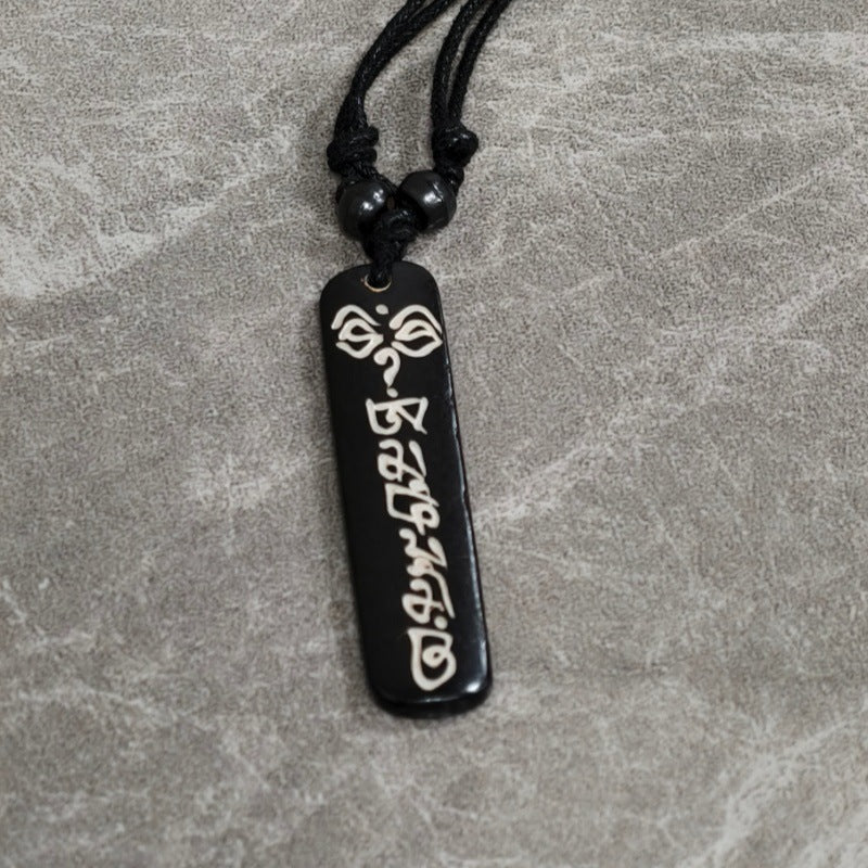 Nepal Yak Bone Hand Carved Six Pendant