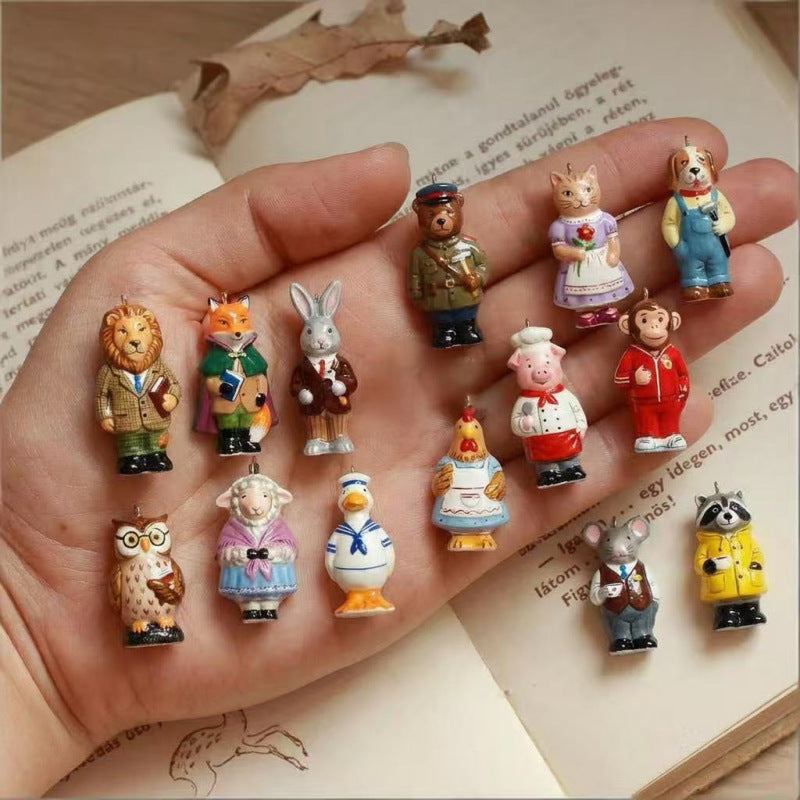 Cartoon Little Animal Piggy Chef Lion Teacher Pendant