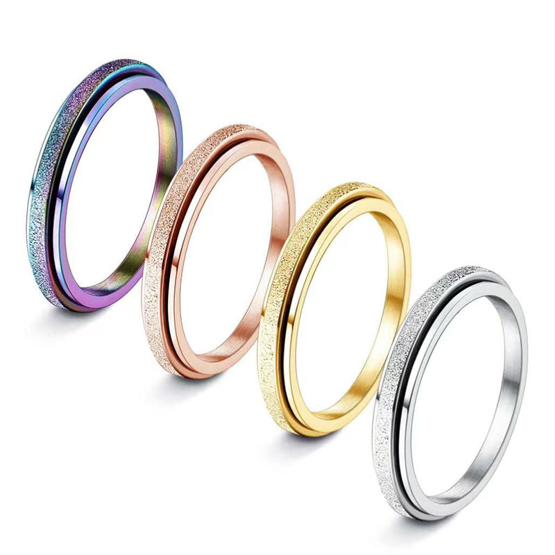Women's & Men's Fine Fashion Frosted Electroplated Rose Gold Couple Stainless Rings
