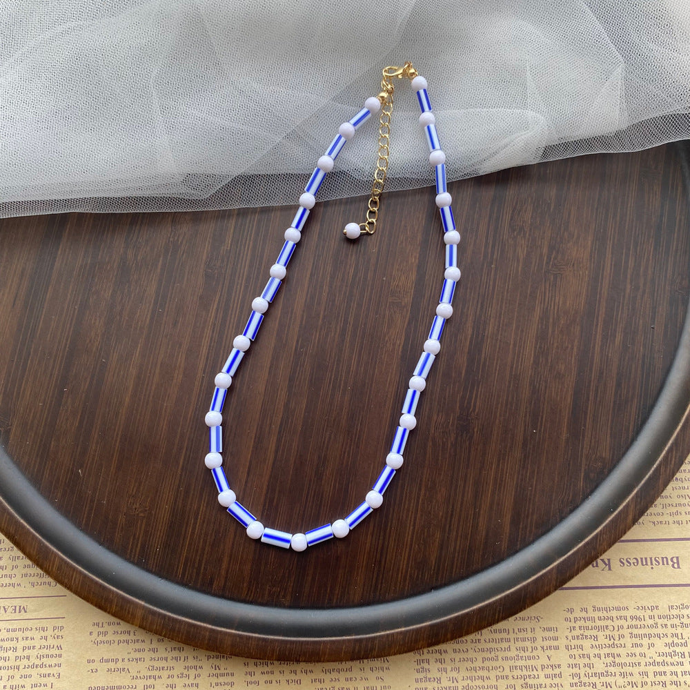 Fashion Color Handmade Woven Bead Ethnic Style Rainbow Necklaces