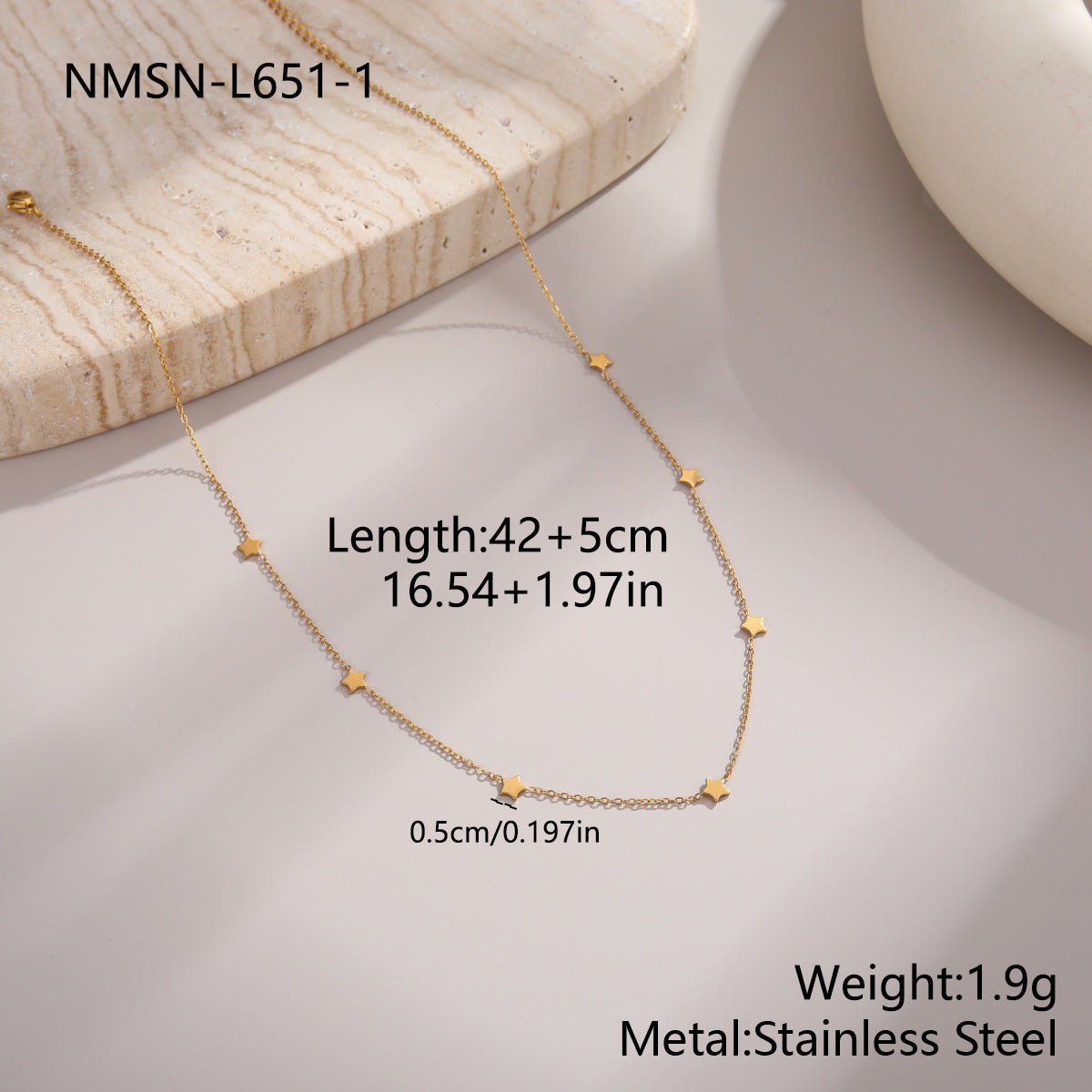 Stainless Steel Light Luxury Sweet Cool Star Moon Heart Niche Necklace