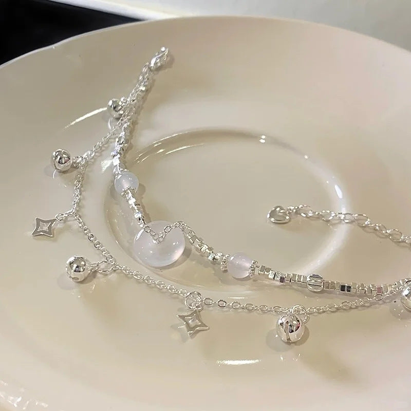 Small Broken Sier Peace Buckle String Beads Bracelets