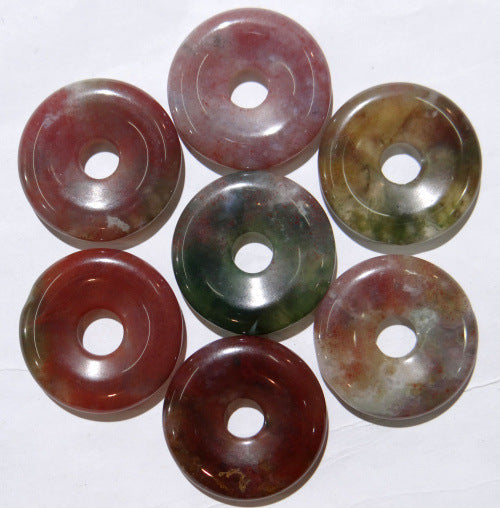 Natural Stone Crystal Agate Peace Buckle Pendant