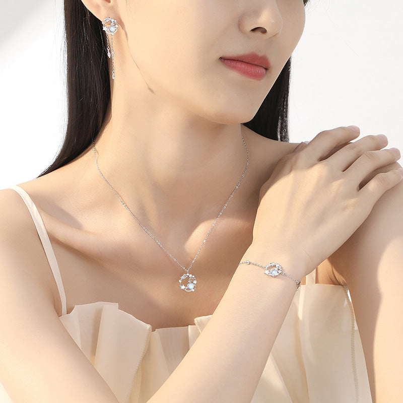 Sterling Sier Rose Planet Moonstone Design Bracelets