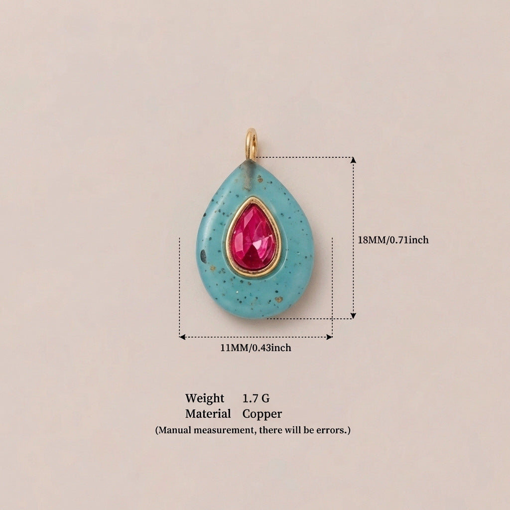 Birthstone Zircon Round Square Glass Gold Pendant