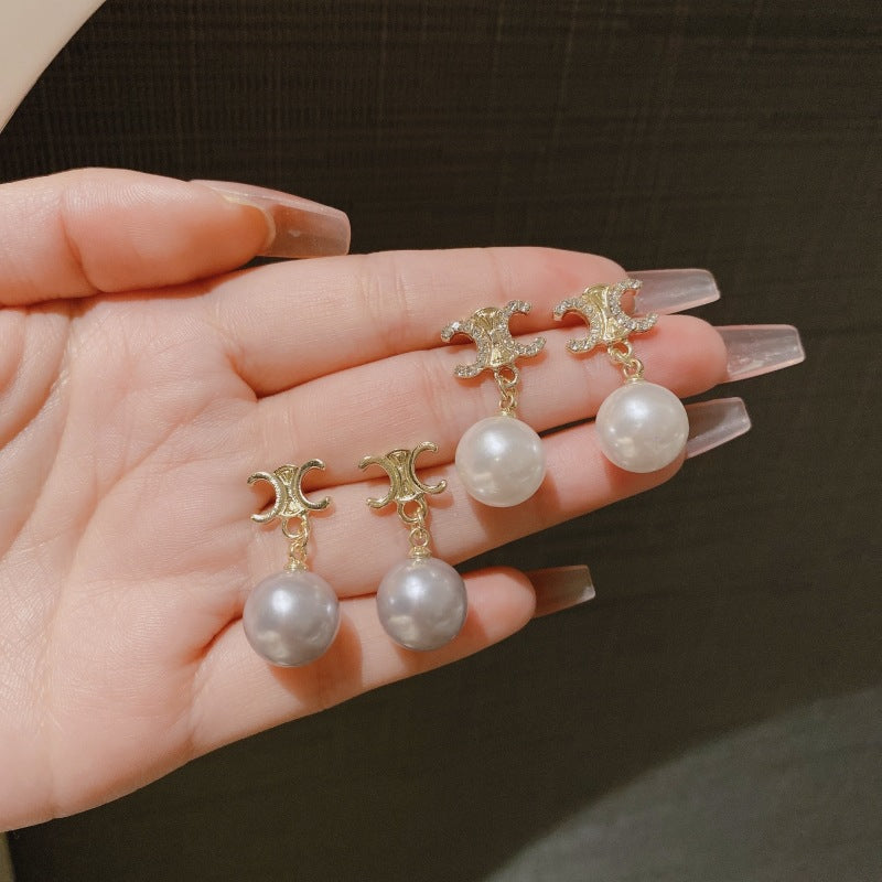 Women's French Style High-grade Pearl Niche Design Earrings