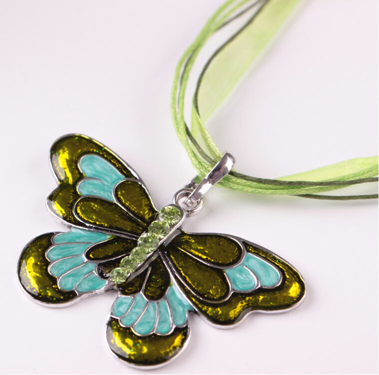 Butterfly Colorful Drip Ribbon Personality Fashion Necklaces