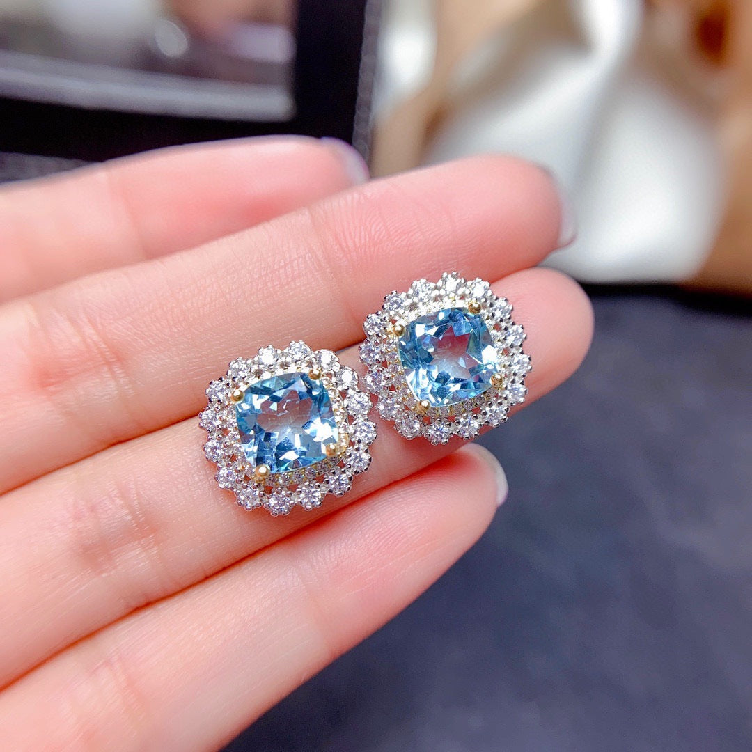 Stone Suit Sky Blue Topaz Eardrops Earrings