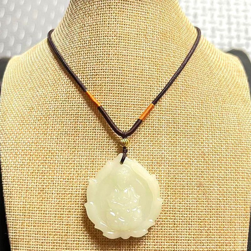 Women's & Men's Jade Avalokitesvara On The Lotus Throne Pendants