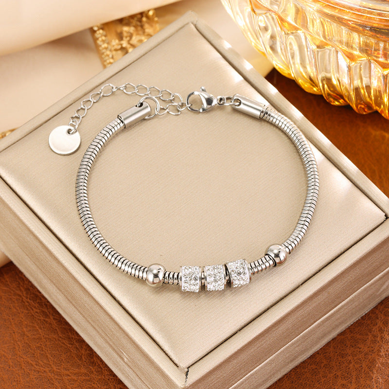 Women's Light Luxury Titanium Steel Snake Bones Chain Gold-plated Sier-plated Full Bracelet