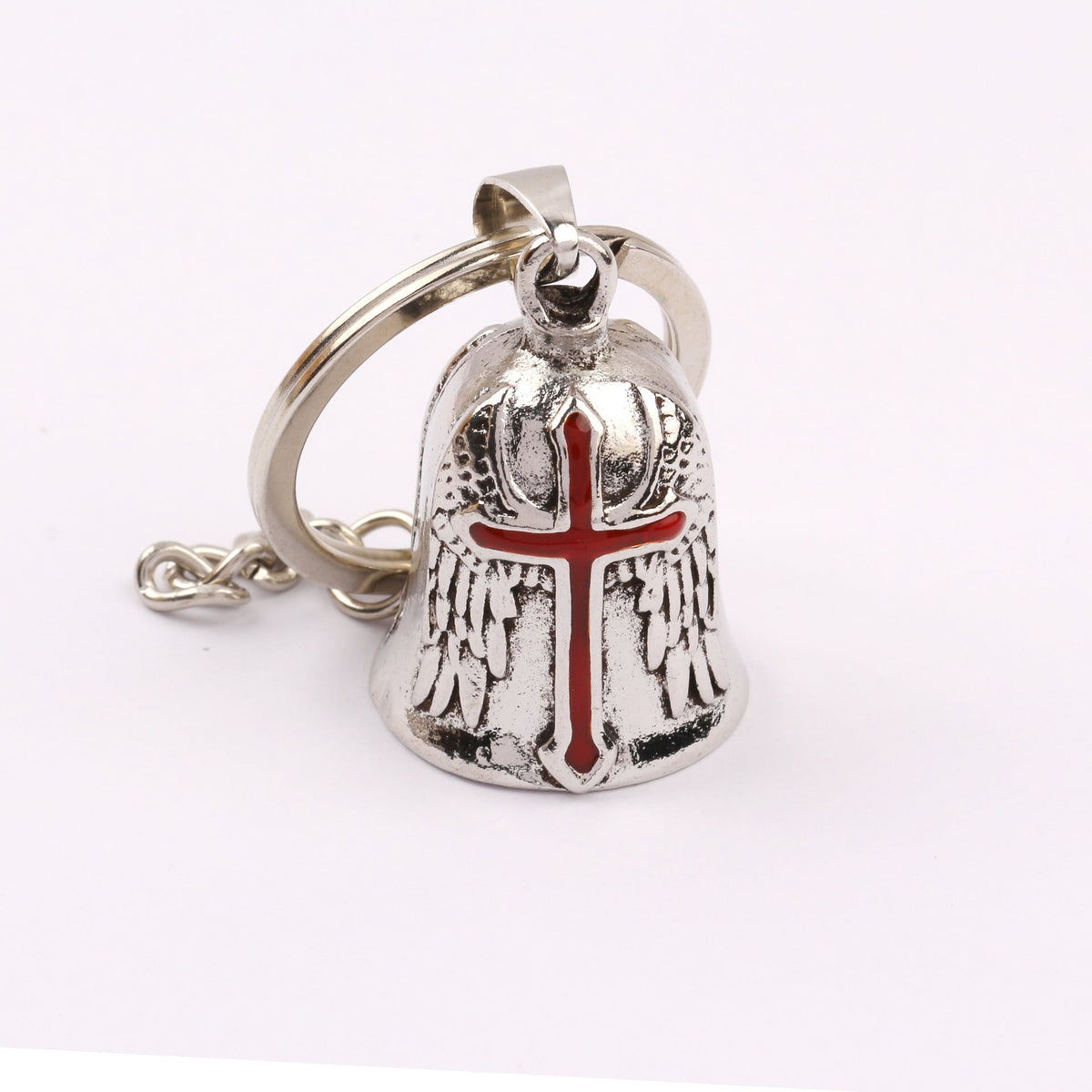 Dripping Cross Retro Punk Angel Wings Motorcycle Lucky Bell Key Necklace