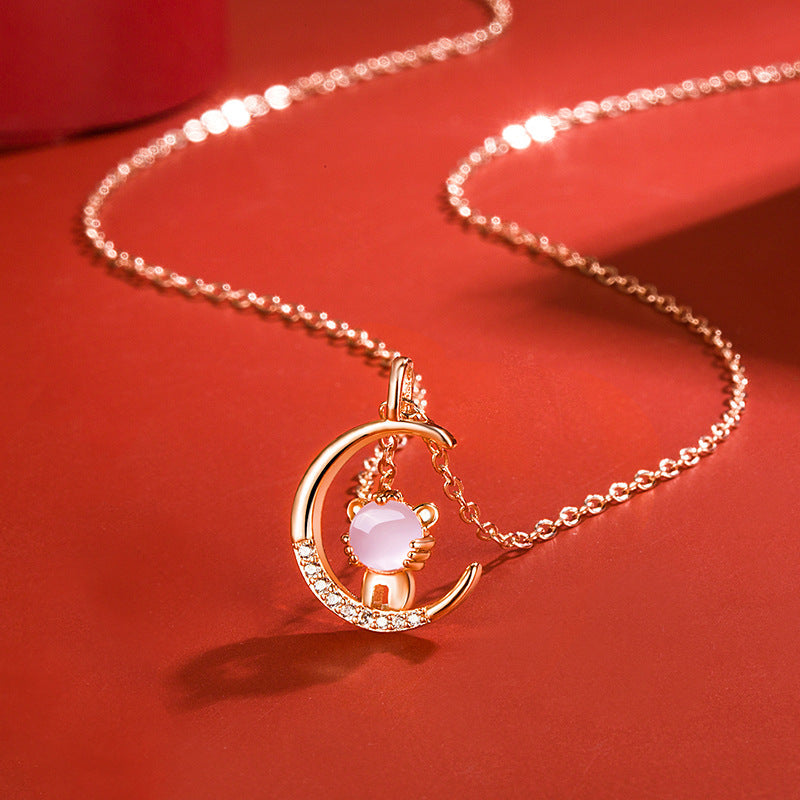 Women's Korean Style Ross Chinese Zodiac Rose Gold Pendant