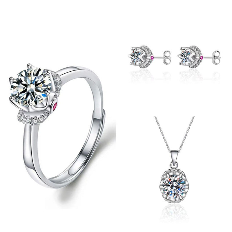 Imitation Moissanite Three-piece Zircon Temperament Ear Earrings