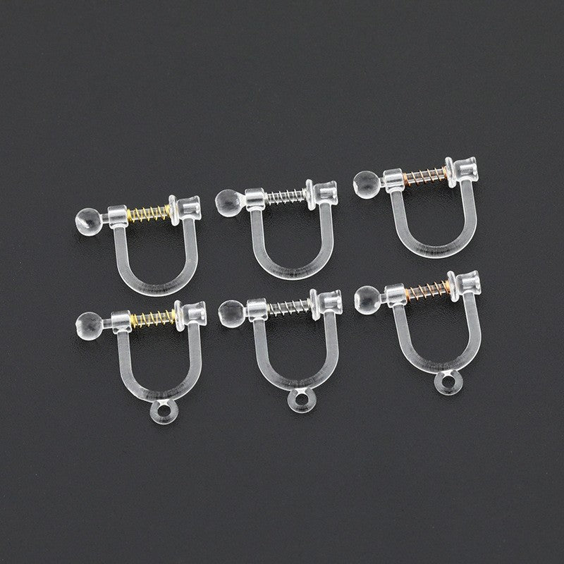 Handmade Change Transparent Resin Pearls U-shaped Ear Clip