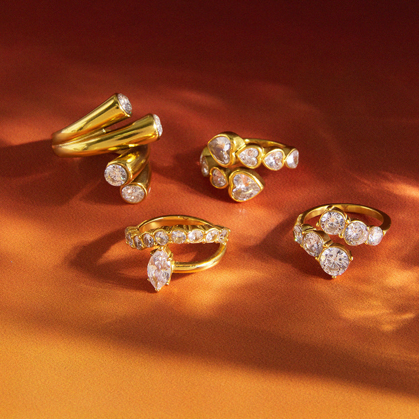 Titanium Steel Zircon Niche High-grade Imitation Diamond Can't Stop Color Rings