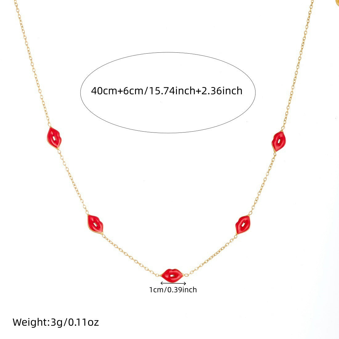 Lips Heart Temperament Wild Titanium Steel Clavicle Jewelry Set