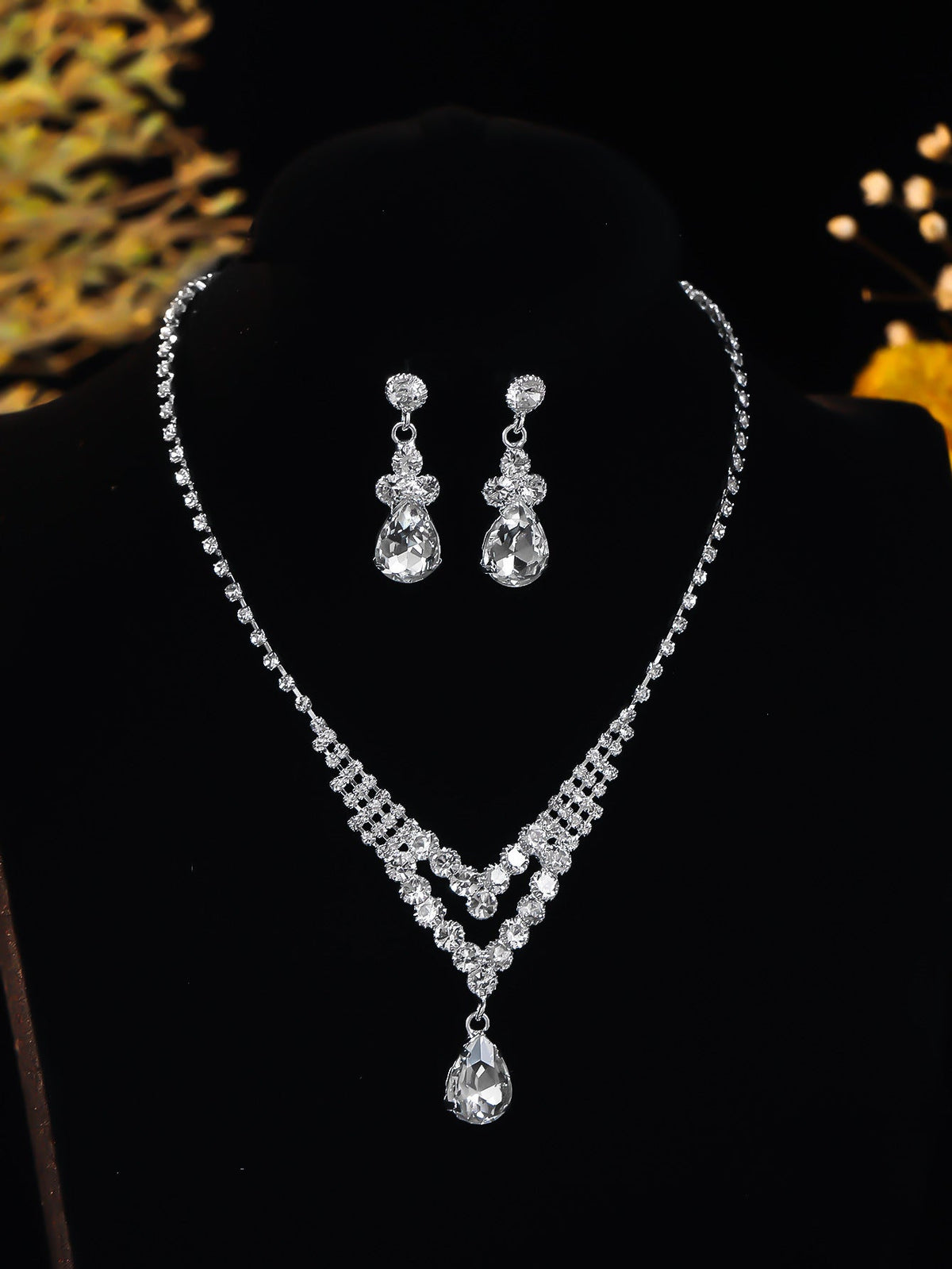 Super Beautiful Suite Rhinestone Shiny Ear Wedding Party Two-piece Dress Earrings
