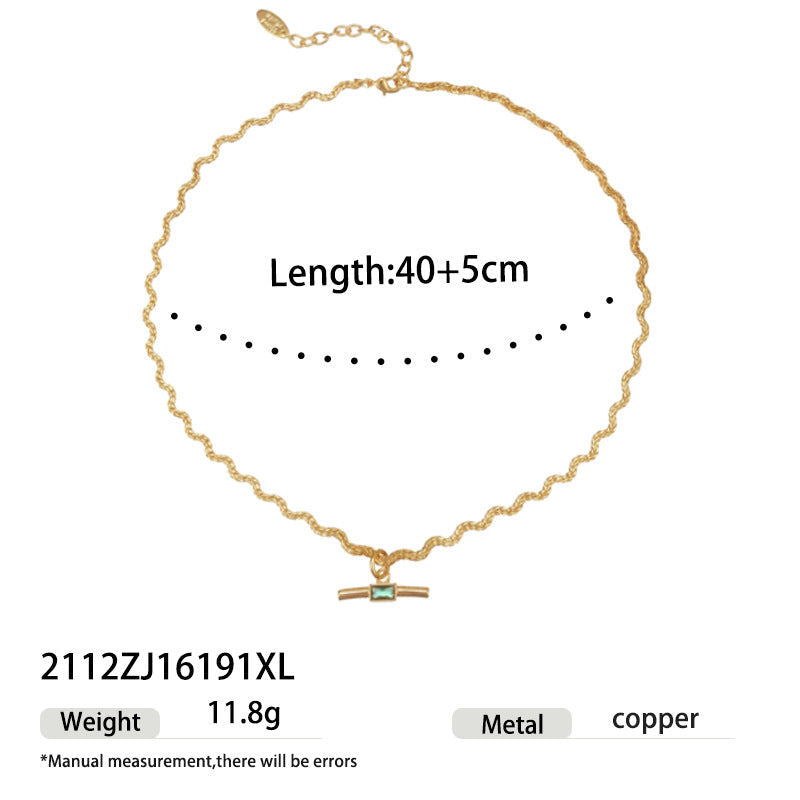 Women's Emerald Zircon Inlaid High-grade Light Luxury Elegant Necklace