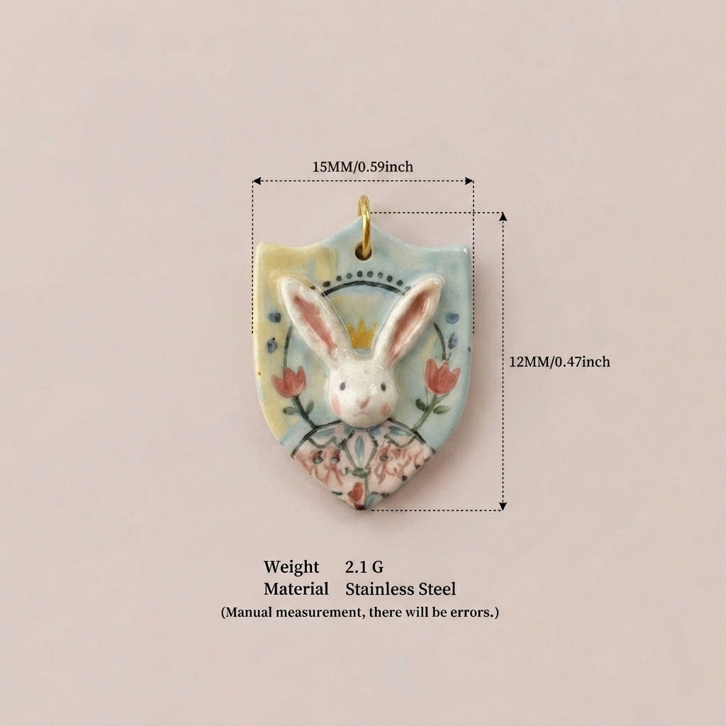Cartoon Rabbit Long Star Printing Series Gold Color Pendants
