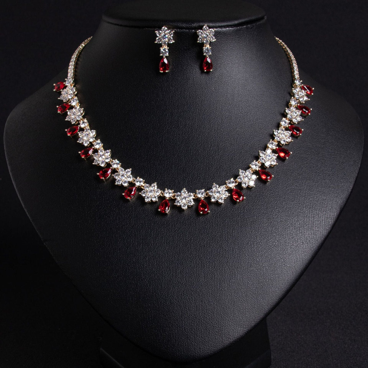 Colored Gems Bridal Zircon Inlaid Two-piece Jewelry Set