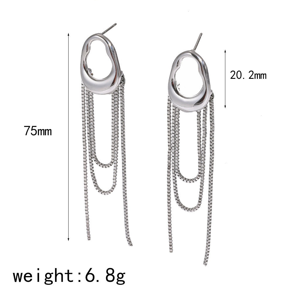 Women's Chain Stainless Steel For Niche Design Gold-plated Titanium Ear Do Earrings