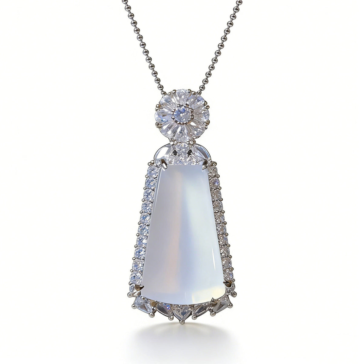 Natural High Ice Chalcedony Tranquility Peace Plate Light Luxury Agate Pendant
