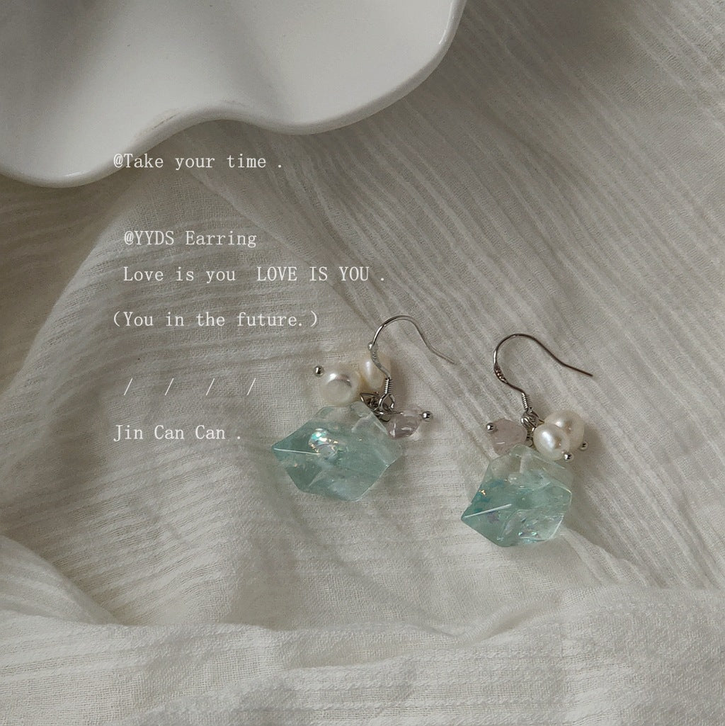 Pearl Sier-plated Needle Handmade Design Sense Earrings