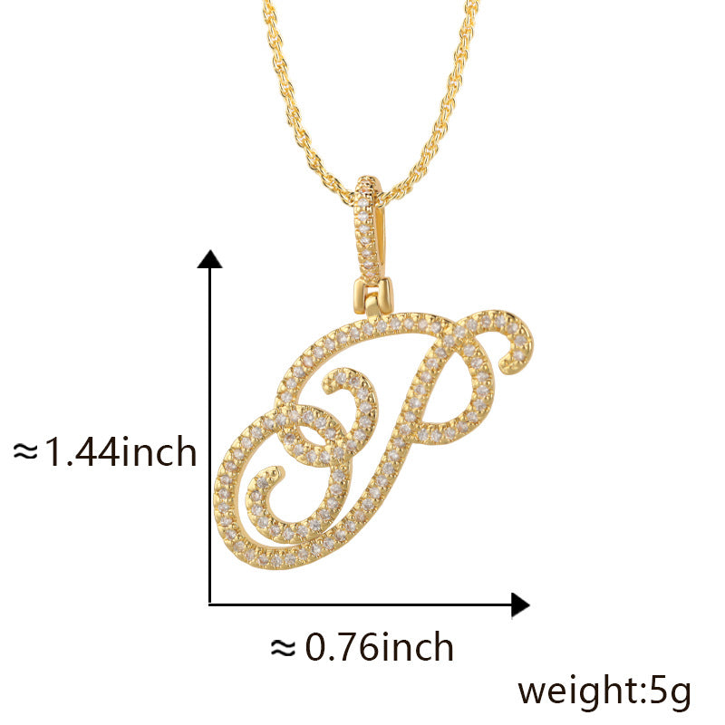Hop Flower Body Grass English Letter Niche Style Inlaid Zircon Pendants