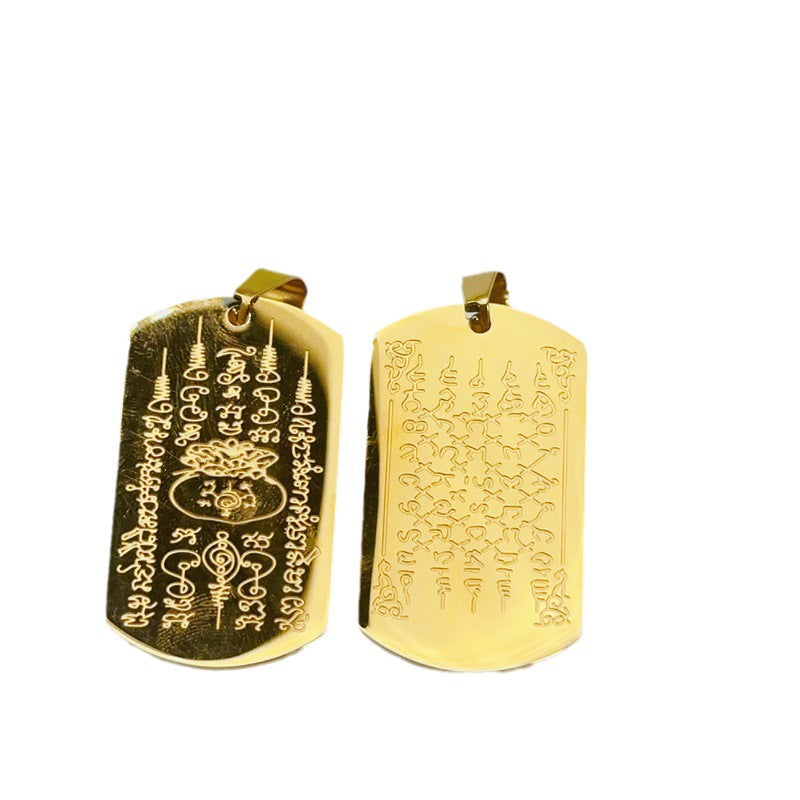 Thailand Five Pieces Of Scriptures Tattoo Blessing Text Fortune Pendants