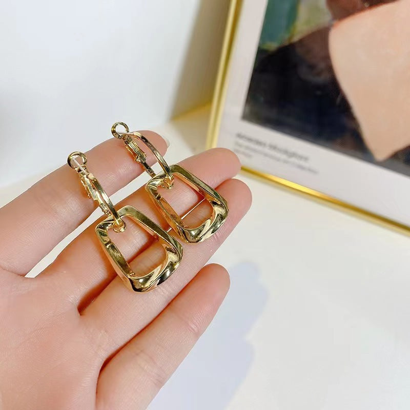 Geometric Trendy Light Luxury High-grade Female Frosty Stud Earrings