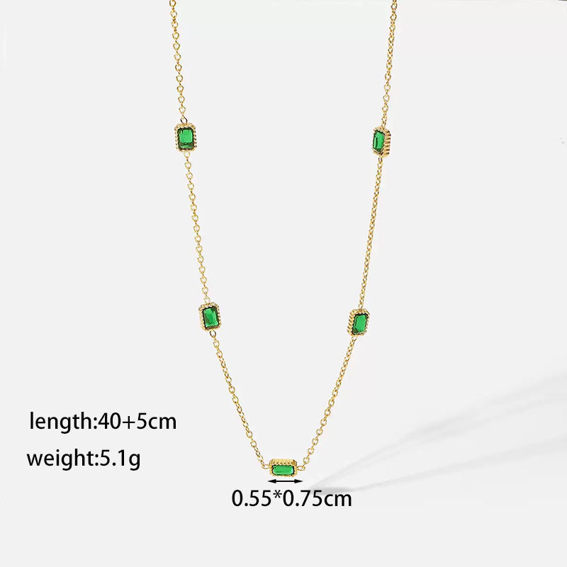 Women's Simple Small Waist Titanium Steel For Emerald Cold Style Necklaces