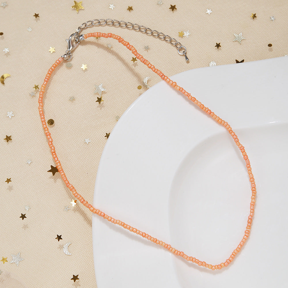Women's Small Beads Beaded Girly Style Rainbow Necklaces