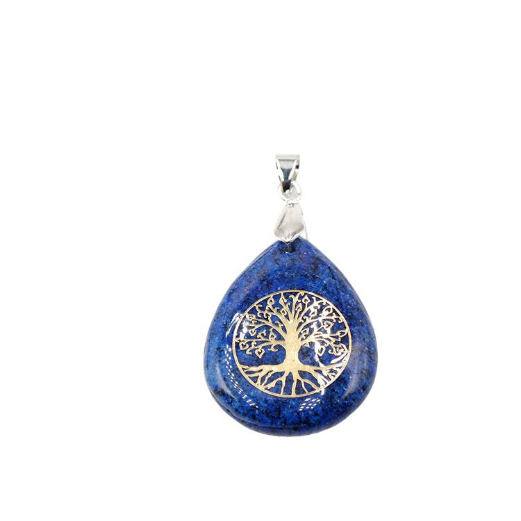 Natural Crystal Stone Lucky Tree Drop Shape Yoga Pendant