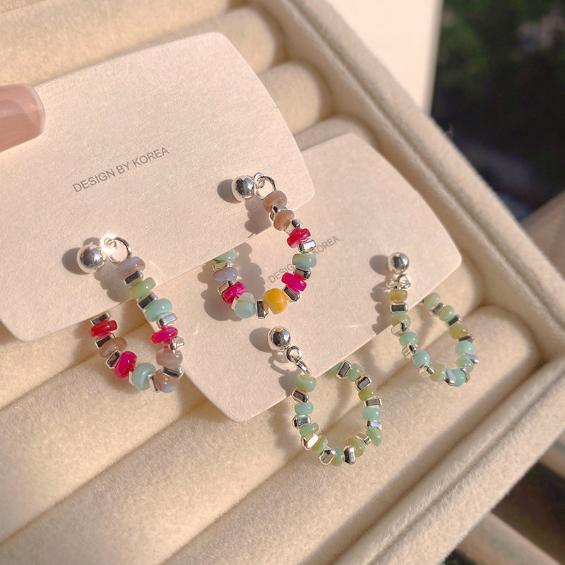 Dopamine Colorful Beaded Female High Sense Special Interest Personality Rings