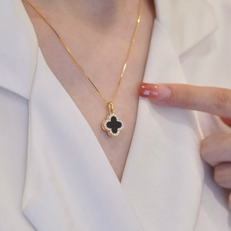 Women's Clover Titanium Steel Double-sided Design Clavicle Necklaces