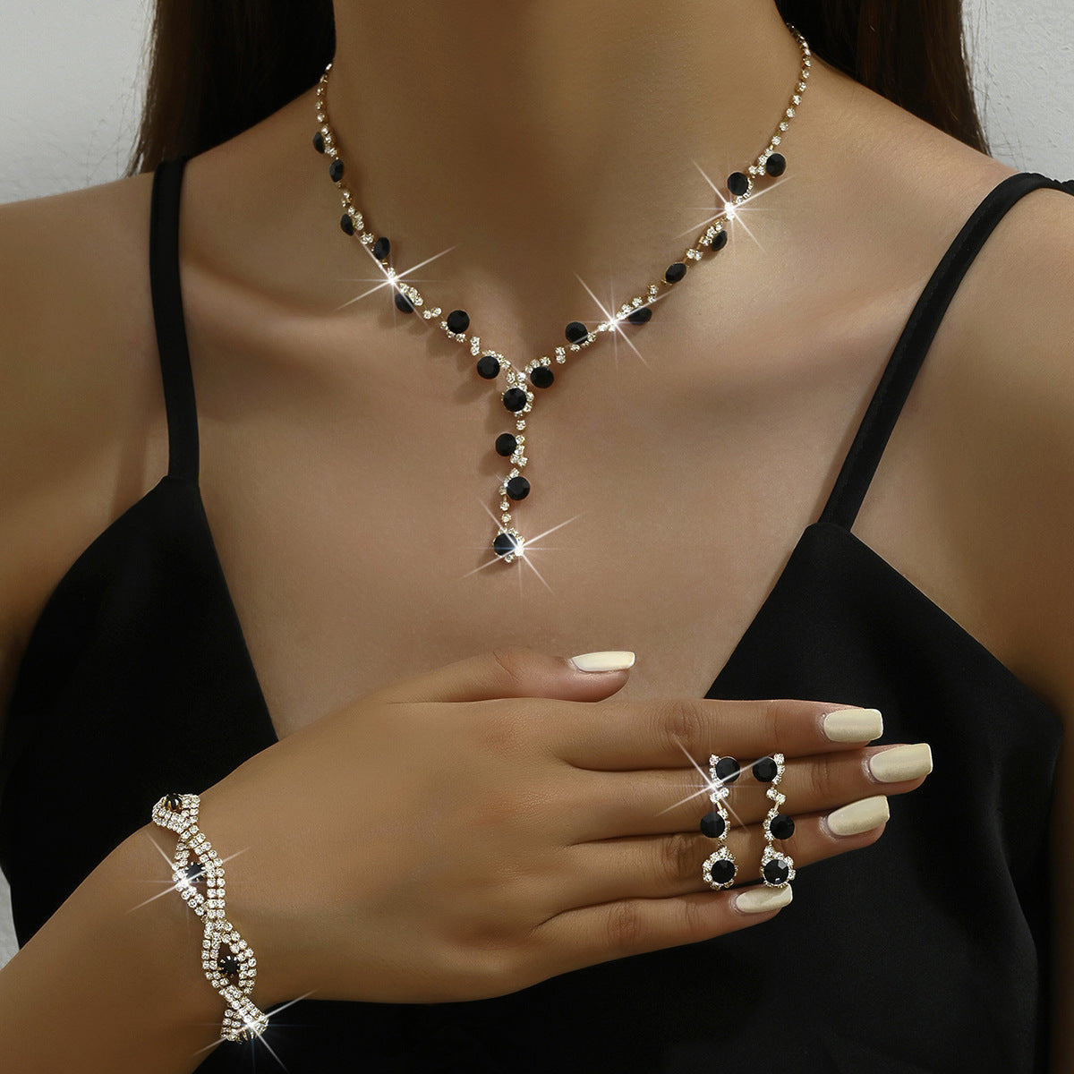 Comfortable Pretty Sunflower Rhinestone Three-piece Wedding Jewelry Set