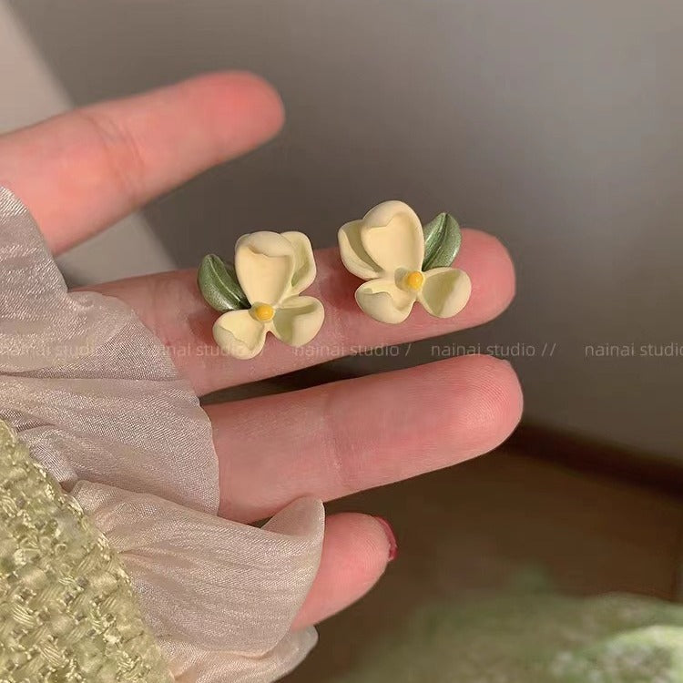 Women's Gardenia Fresh Flowers Spring Niche Design Earrings