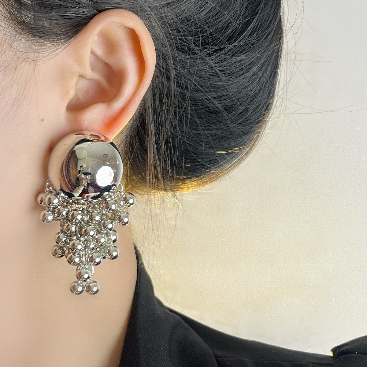 Sense Metal Ball Tassel Beaded Trendy Earrings