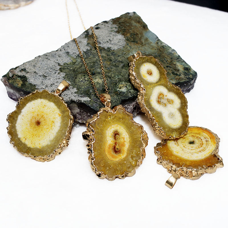 Original Crystal Sunflower Natural Stone Agate Pendants