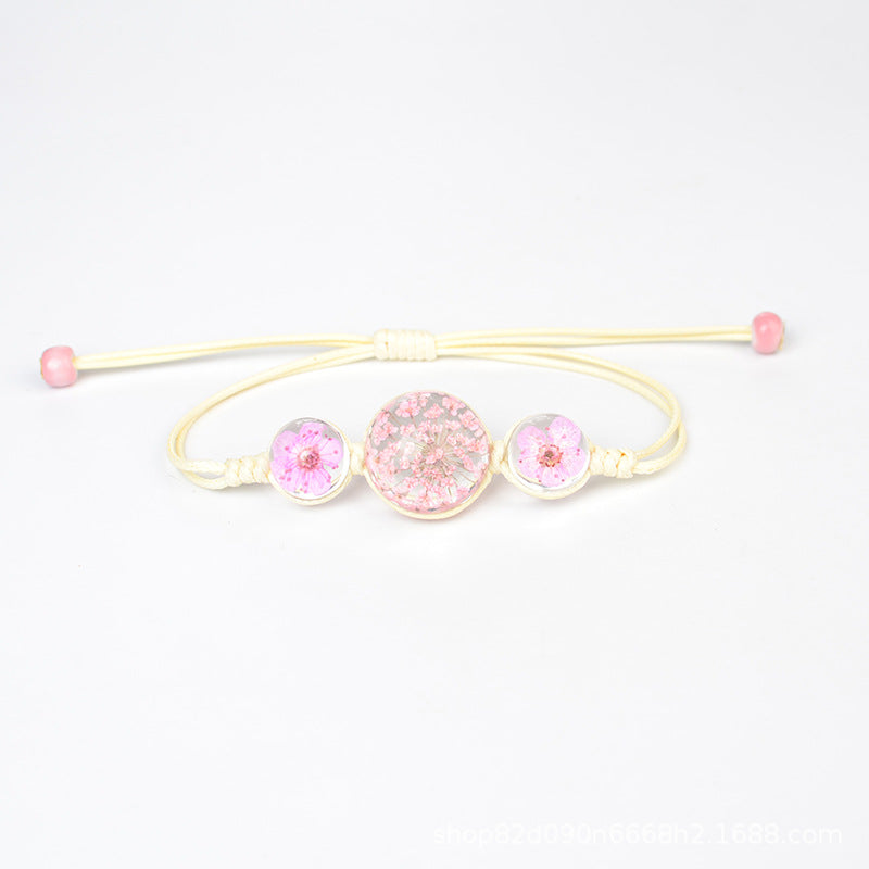 Women's Stone Preserved Fresh Glass Ball Hand-woven Carrying Bracelet
