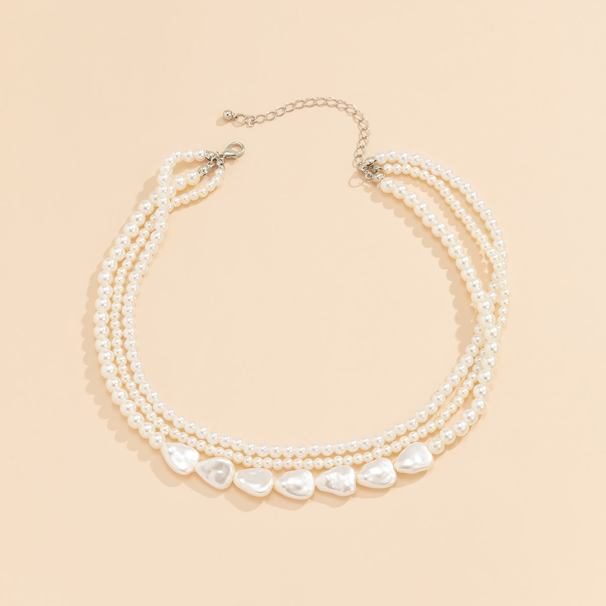 Woven Baroque Niche Round Beads Chain Necklaces