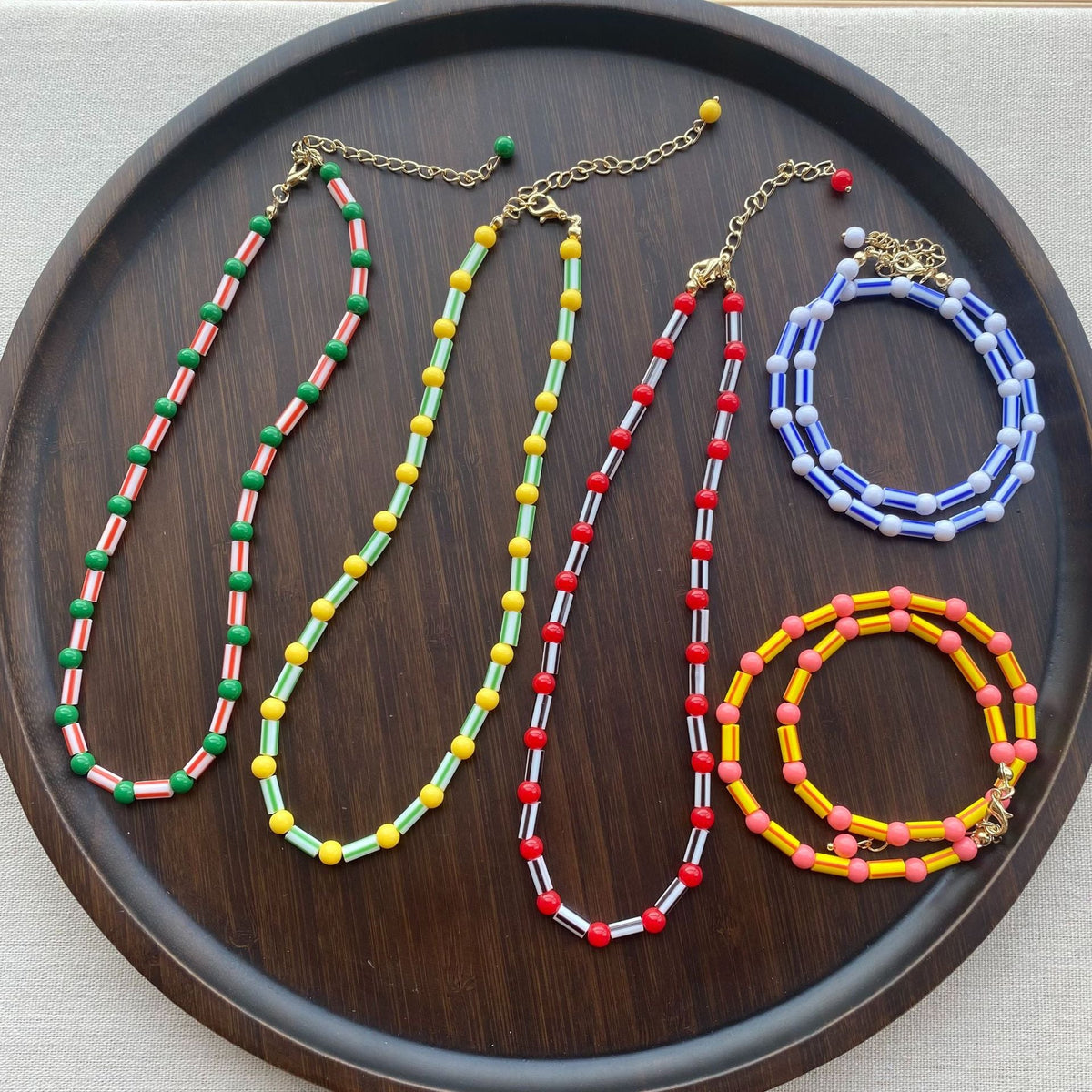Fashion Color Handmade Woven Bead Ethnic Style Rainbow Necklaces