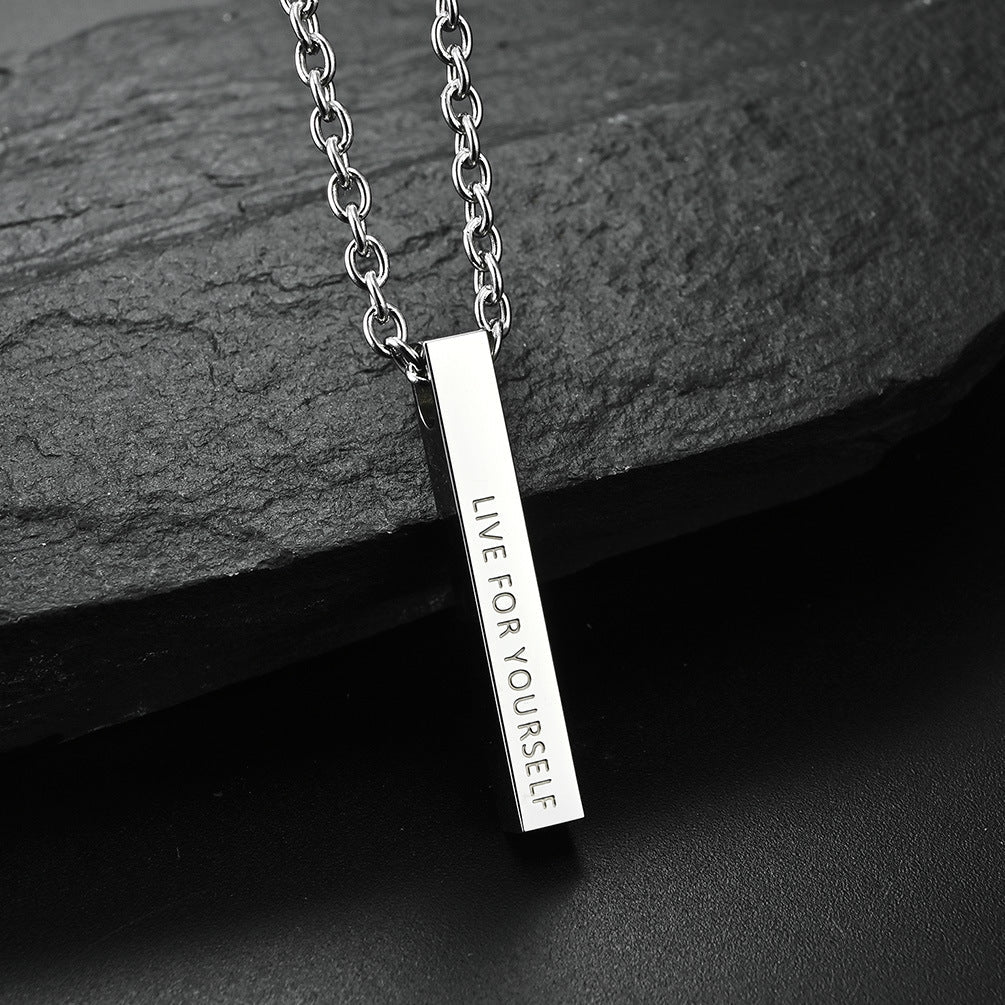 Simple Long Column Glossy Titanium Steel Pendant