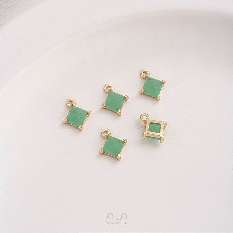 Color Retaining Gilded Inlaid Square Zirconium Pendants