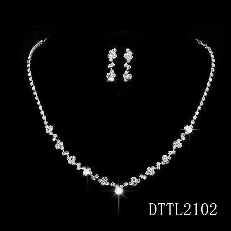 Exquisite Claw Chain Three-piece Full Diamond Clavicle Jewelry Set