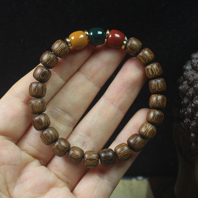 Women's & Men's Natural Nan Agilawood Round Beads Buddha Bracelet
