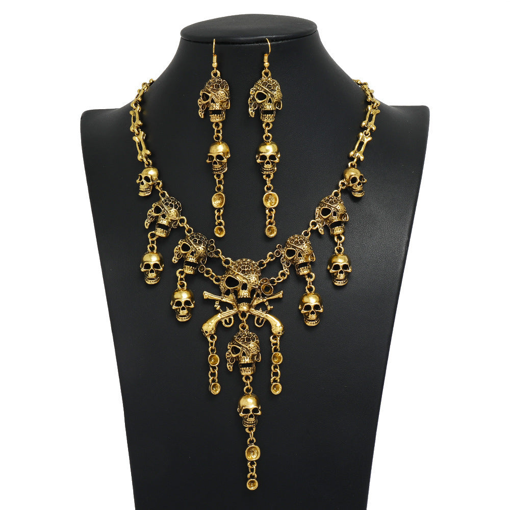 Style Trendy Retro Exaggerated Skull Ghost Necklaces